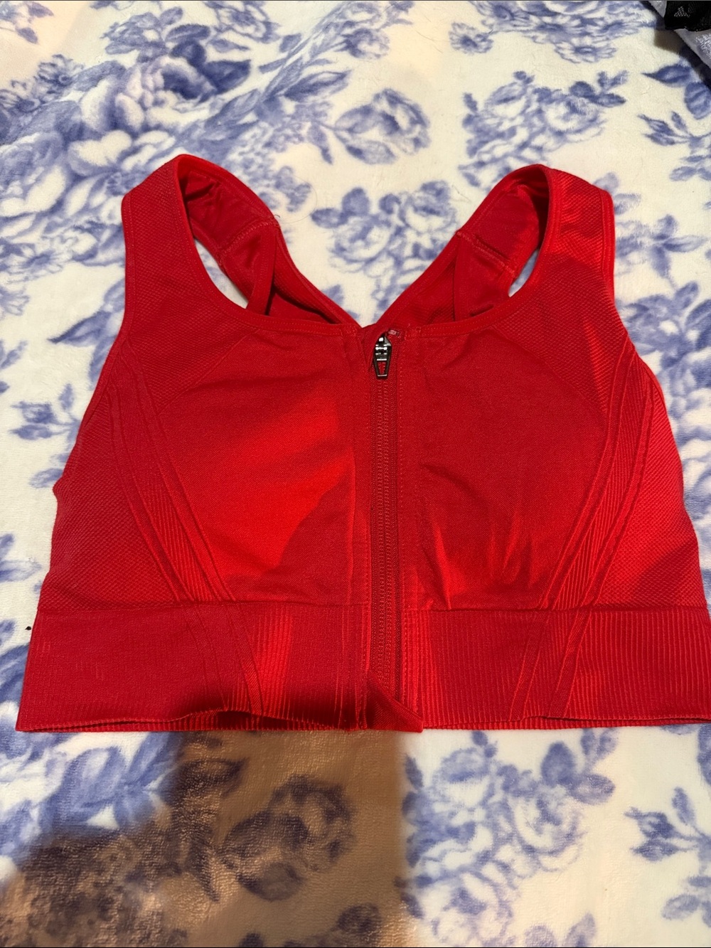 Avia Red Front-Zip Performance Sports Bra